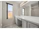 Bathroom featuring tile floor, updated vanity with a large mirror, and shower at 12557 Crayford Ave, Orlando, FL 32837