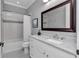 Updated bathroom features subway tile shower and new vanity with countertop at 1819 Sw 29Th St, Ocala, FL 34471