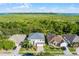 Stunning aerial view of a suburban neighborhood, showcasing lush greenery and a nearby lake at 2081 The Oaks Blvd, Kissimmee, FL 34746