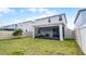 Fenced-in backyard with a covered patio and green grass at 2237 Wood Stork Ln, St Cloud, FL 34771