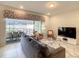 Cozy living room with a large window to an outdoor patio, comfortable seating, and a modern entertainment setup at 2412 Tanger Dr, Kissimmee, FL 34747