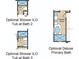 Floor plans showing bath options of optional showers and deluxe primary bath at 4716 Coral Harbour Rd, Kissimmee, FL 34758