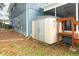 Backyard with a shed, steps, and blue siding at 858 Lake Marion Dr, Altamonte Springs, FL 32701
