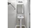 Powder room with pedestal sink, brushed nickel faucet and accessories at 1028 Marietta Ln, Eustis, FL 32726