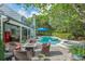 Inviting backyard featuring a pool, spa, covered patio with cozy furniture and outdoor seating at 1311 Olympia Park Cir, Ocoee, FL 34761