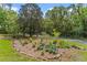 Landscaped flower bed with mature trees and a circular driveway at 1417 Olympia Ave, Mount Dora, FL 32757