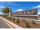 Landscaped entrance sign for Silverleaf at Hamlin with palm trees and stone accents at 4827 Lacewing Dr, Winter Garden, FL 34787