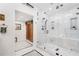 Luxurious bathroom with a large glass shower, sauna, and tiled floor at 1 W Village Dr, Oviedo, FL 32765