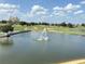 Scenic golf course view with a lake, fountain, and lush green fairways under a blue sky with fluffy clouds at 1554 Corolla Ct, Reunion, FL 34747