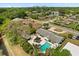 An aerial view of a landscaped backyard with a swimming pool and a covered patio at 2906 E Grant Ave, Orlando, FL 32806