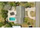Birds eye view of a home, in-ground pool, driveway, and well manicured landscaping at 2906 E Grant Ave, Orlando, FL 32806