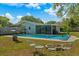 Expansive backyard featuring a pool, patio, and lush lawn, ideal for outdoor entertainment and relaxation at 314 Avalone Dr, Apopka, FL 32703