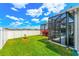 A spacious backyard features a privacy fence and a screened-in pool enclosure at 3632 Gretchen Dr, Ocoee, FL 34761