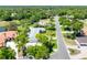 Real estate aerial view of a suburban neighborhood with mature trees and well-kept lawns at 203 Prestwick Dr, New Smyrna Beach, FL 32168