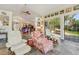Relaxing sunroom with tile floor, comfortable seating, and view to the backyard patio at 203 Prestwick Dr, New Smyrna Beach, FL 32168