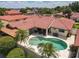 Aerial view of the home showcasing the sparkling pool and outdoor living spaces at 7808 The Esplanade Ct, Orlando, FL 32836