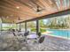 Relaxing covered patio overlooking the pool offers a serene spot for outdoor enjoyment and socializing at 13202 Spring Grove Way, Winter Garden, FL 34787