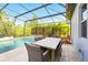 Screened-in pool and spa area offers an inviting outdoor dining space for enjoying meals poolside at 13202 Spring Grove Way, Winter Garden, FL 34787