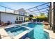 Stunning screened-in pool and spa area, with outdoor dining and lounge spaces for comfortable outdoor living at 13202 Spring Grove Way, Winter Garden, FL 34787
