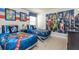 Bedroom with two twin beds, Avenger themed decor and wall art at 1876 Nice Ct, Kissimmee, FL 34747