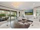 Bright living room with sliding glass doors to outdoor living space, hardwood floors and modern decor at 3144 Players View Cir, Longwood, FL 32779