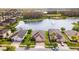 A community featuring a lake with a water fountain as seen from this aerial view at 3936 Parkhouse Dr, Orlando, FL 32824