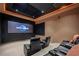 Home theater boasts comfortable seating, mood lighting and a large screen for an immersive viewing experience at 8161 Via Rosa, Orlando, FL 32836