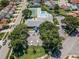Aerial view of a community clubhouse offering a pool, tennis court, and manicured landscaping at 5813 Parkview Point Dr, Orlando, FL 32821