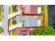 Aerial view of a property highlighted with a red border outlining its perimeter at 5813 Parkview Point Dr, Orlando, FL 32821