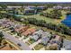 Aerial view showcasing homes nestled along a golf course and scenic lakes at 5813 Parkview Point Dr, Orlando, FL 32821
