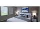 Comfortable bedroom with a plush bed, stylish linens, and ample natural light from the window at 3043 Beaver Creek Dr, Kissimmee, FL 34746