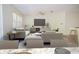Cozy living room with plush seating, TV, and barstools at breakfast bar, great for relaxation at 9516 Piccadilly Sky Way, Orlando, FL 32827