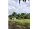 Expansive backyard with lush greenery, mature trees, and a storage shed under a partly cloudy sky at 1066 Geneva Dr, Oviedo, FL 32765
