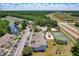 Aerial view showcasing community amenities: pool, tennis court, playground, parking, pond, and lush greenery at 2028 Royal Bay Blvd # 85, Kissimmee, FL 34746
