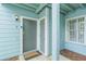 Close-up of the entryway with two doors with electronic lock and door mat at 2047 Royal Bay Blvd # 21, Kissimmee, FL 34746