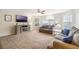 Cozy living room with large windows, stylish furniture, and a modern TV at 2047 Royal Bay Blvd # 21, Kissimmee, FL 34746
