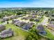 Aerial view of a neighborhood, showcasing backyard pools and lush greenery at 676 Bishop Bay Loop, Apopka, FL 32712