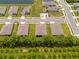 Aerial view of homes in a residential area surrounded by green spaces and a street at 1511 Lyonsdale Ln, Sanford, FL 32771