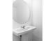 Bathroom featuring pedestal sink and round mirror at 176 River Front Way, Edgewater, FL 32141