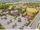 Aerial view showcasing the community's amenities, including a pool, playground, park, and well-maintained landscaping at 1028 Sadie Ridge Rd, Clermont, FL 34715