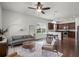 Inviting living room featuring modern decor, hardwood floors, and a ceiling fan at 1052 Avila Ln, Orlando, FL 32803
