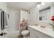 Bathroom featuring a shower and tub combo and modern vanity at 3294 S Semoran Blvd # 14, Orlando, FL 32822