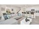 Open living room, kitchen, and dining area with neutral tones, a modern design, and lots of natural light at 7487 Oakmoss Loop, Davenport, FL 33837
