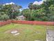Large fenced backyard with lush grass and mature trees at 810 Catalina Dr, Sanford, FL 32771