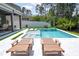 Stunning backyard pool with lounge chairs and a manicured lawn, perfect for relaxation at 9224 Legado Dr, Windermere, FL 34786
