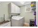 Bright laundry room with white cabinets, stainless sink and modern appliances at 9880 Montclair Cir, Apopka, FL 32703