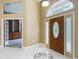 Bright foyer featuring tile floors, high ceilings, and a decorative front door at 1406 Cr 542G, Bushnell, FL 33513
