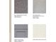 A collection of design materials including carpet, tile, cabinet and quartz countertop at 180 River Front Way, Edgewater, FL 32141