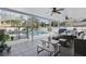 Screened-in pool and patio area with dining furniture and ceiling fans at 2423 Auld Scot Blvd, Ocoee, FL 34761