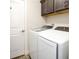 Laundry room with washer and dryer, and storage cabinets for convenience at 5896 Barclay Ct, The Villages, FL 32163